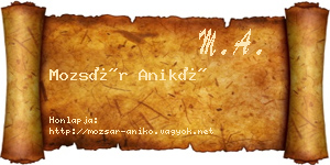 Mozsár Anikó névjegykártya